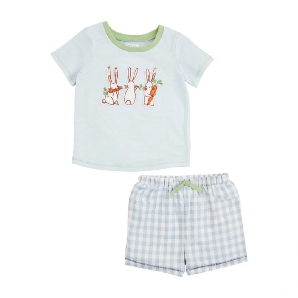 NWT Mud Pie Boy's Easter Bunny Short Set